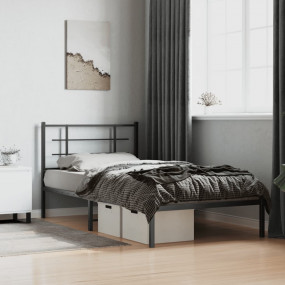 Bed Frame Black Steel Single Bed Frame Rectangular Mode...