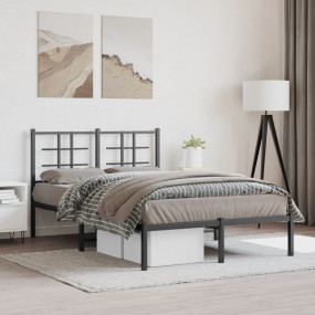 Bed Frame Black Steel Double Bed Frame Rectangular Mode...