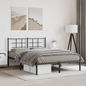 Bed Frame Black Powder-Coated Steel Full Bed Frame Rect...
