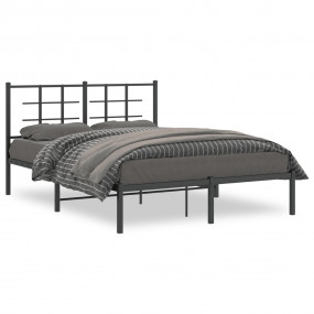 Bed Frame Black Powder-Coated Steel Full Bed Frame Rect...