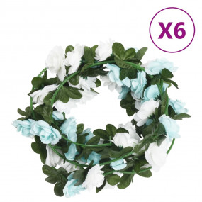 Christmas Flower Garland Blue and white Artificial silk...