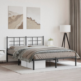 Bed Frame Black Powder-Coated Steel King Size Bed Frame