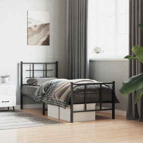 Bed Frame Black Powder-Coated Steel Small Single Bed Fr...