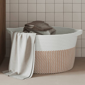 Storage Basket Brown and white Woven cotton ropes Mediu...