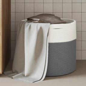Storage Basket Grey and White 100% Cotton 15.7 x 13.8 i...