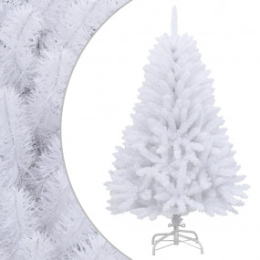Artificial Hinged Christmas Tree White PVC and Metal Me...