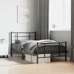 Bed Frame Black Powder-Coated Steel Single Bed Frame