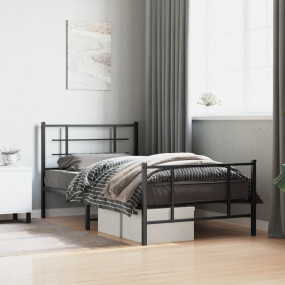 Bed Frame Black Powder-coated steel Twin Bed Frame Rect...