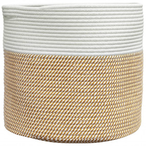 Storage Basket Brown and White Cotton ropes Medium Fold...