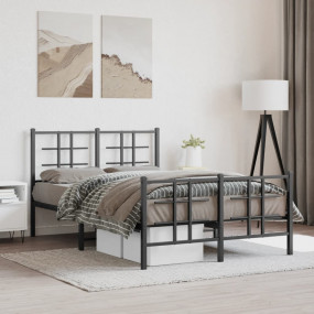 Bed Frame Black Powder-coated Steel Small Double Bed Fr...