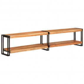 TV Cabinet Natural Acacia wood with black metal