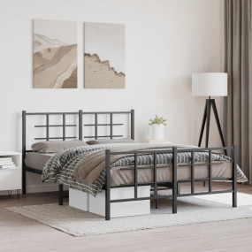 Bed Frame Black Powder-Coated Steel 55.1 x 74.8 in Mode...