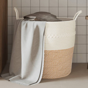 Storage Basket Brown and white 100% cotton 16.9 x 15.0 ...