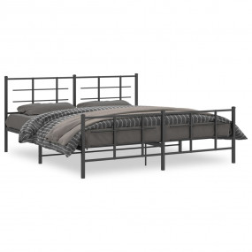 Bed Frame Black Steel Full Bed Frame Rectangular Modern