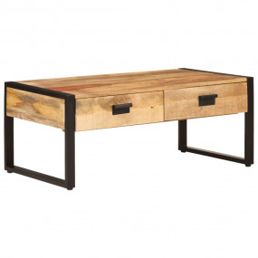 Coffee Table Natural wood and black Solid mango wood, I...