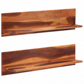 Wall Shelf Set of 2 Honey Solid Acacia wood Medium Wall...
