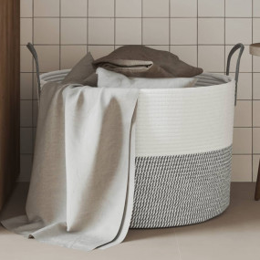 Storage Basket Grey Cotton 20.1 in x 13.0 in Collapsibl...