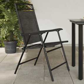 Garden Chair Set of 2 Melange grey Textilene fabric, st...