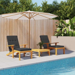Deck Chair Cushion Set of 2 Black Oxford fabric (100% p...