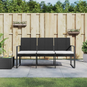 3-seater Garden Bench Black Polypropylene 3-Seater Dura...