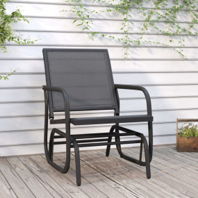 Garden Glider Chair Black Textilene and Steel 24.0 x 29...