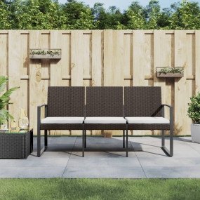 3-Seater Garden Bench Brown PP (Polypropylene) with rat...