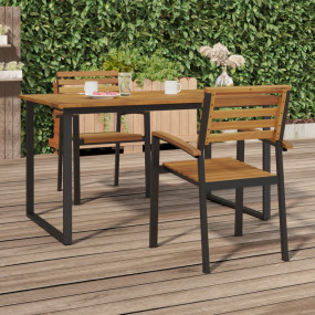 Stackable Garden Chair Set of 2 Natural wood and black ...