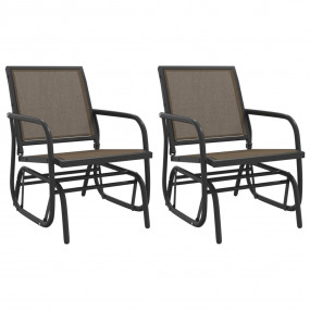 Garden Glider Chair Set of 2 Brown Textilene & Steel Me...