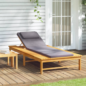 Sun Lounger Dark Grey Solid Acacia wood Standard