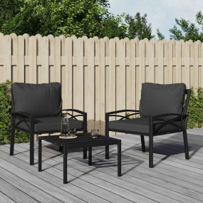 Garden Chair Set of 2 Black and Grey