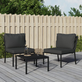 Garden Chair Set of 2 Black and Gray