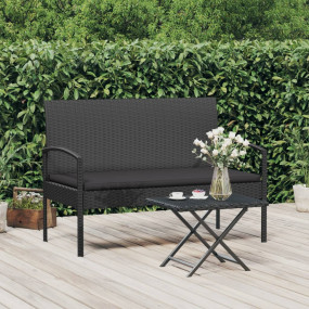 Garden Bench Black PE rattan, powder-coated steel, foam...