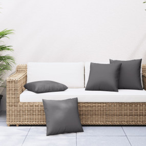Sofa Cushion Set of 4 Anthracite 100% Polyester 16x16 i...