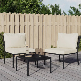 Patio Chair Set of 2 Black and sand