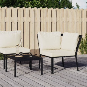 Patio Chair Set of 2 Black and sand Powder-coated steel