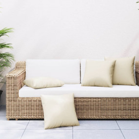 Sofa Cushion Set of 4 Cream 100% Polyester 15.7 x 15.7 ...