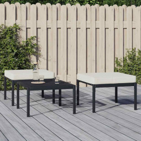 Patio Footstool Black and Sand Powder-Coated Steel 23.6...