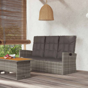 Garden Bench Grey PE rattan, powder-coated steel