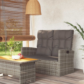 Garden Bench Grey PE Rattan 46.5 x 24.4 x 37.4 in