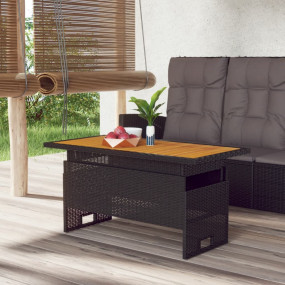Garden Table Black Solid Acacia wood Medium  Height-Adj...