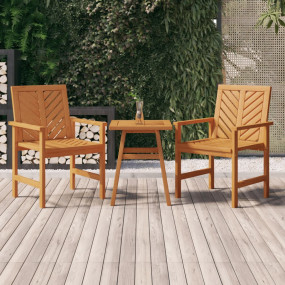 Garden Dining Chair Set of 2 Natural Acacia Solid Acaci...