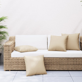Sofa Cushion Set of 4 Beige Polyester Large Water-Resis...