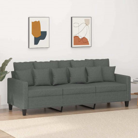 3-seater Sofa Dark Gray Fabric (100% polyester), Metal,...