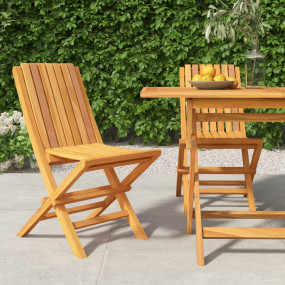 Folding Garden Chair Set of 2 Teak Solid Teak Wood Medi...