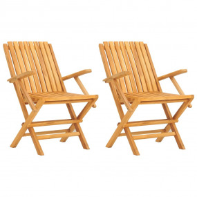 Folding Garden Chair Set of 2 Teak Solid teak wood Stan...