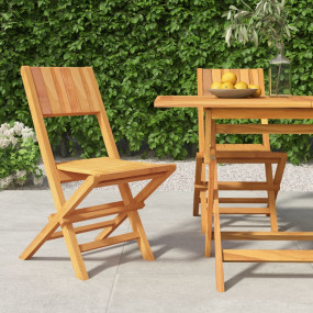 Folding Garden Chair Set of 2 Teak Solid Teak Wood Regu...