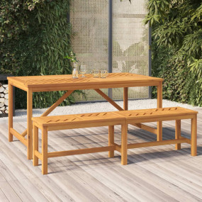 Garden Dining Table Brown Solid Acacia wood Large Durab...