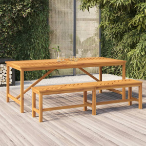 Garden Dining Table Brown Solid Acacia Wood 78.7X35.4 i...