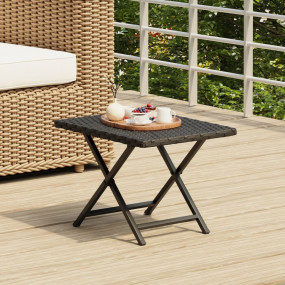 Folding Table Black PE rattan, powder-coated steel Comp...