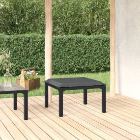 Garden Footstool Black and Gray PE rattan Medium Modula...